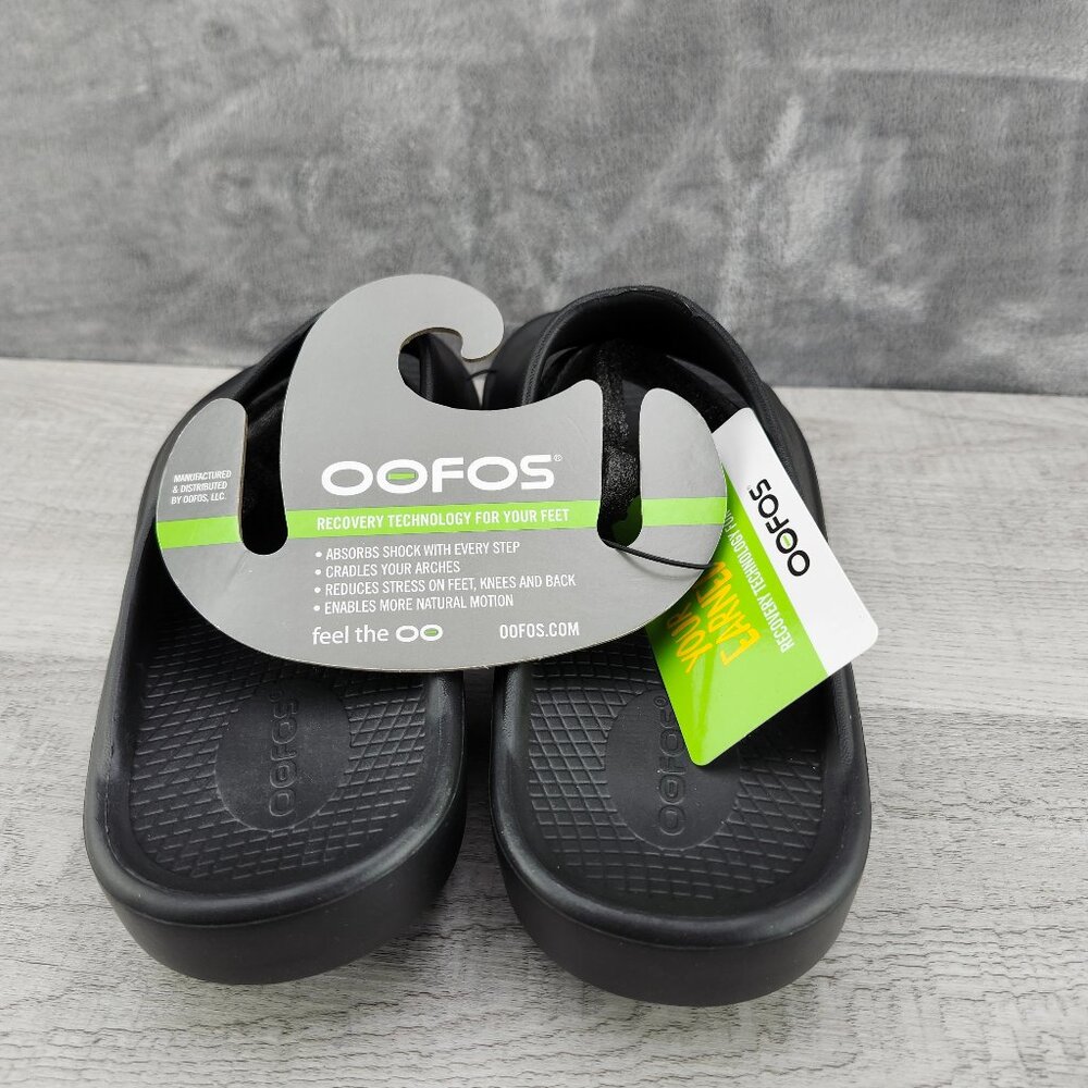 OOFOS OOAHH Slide Impact Absorption Recovery Sandals, Size W10/M8 Black New - Picture 2 of 14